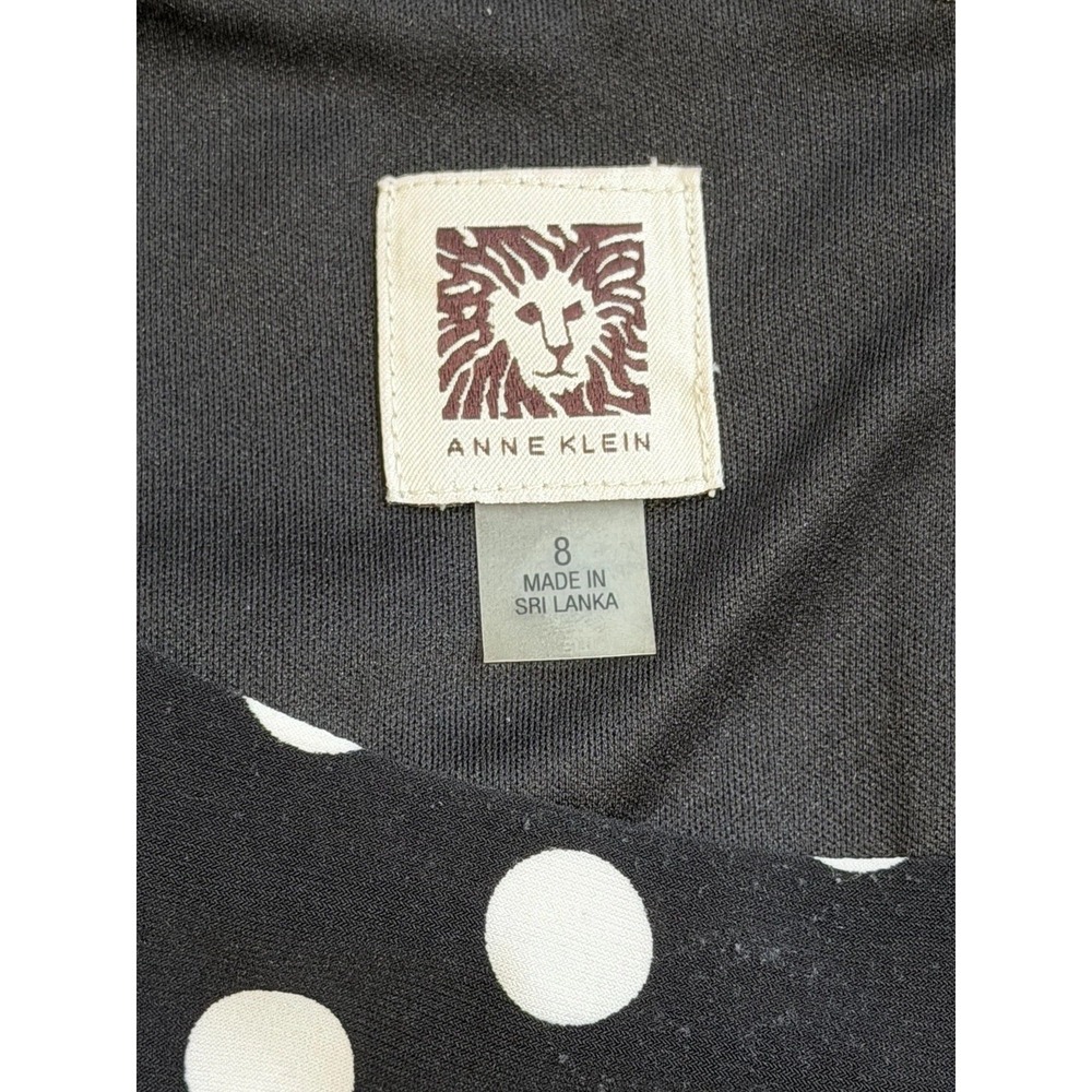AK by Anne Klein Size 8 Cap Sleeve Black  &‎ White Polka Dot A-Line Dress - Picture 12 of 16
